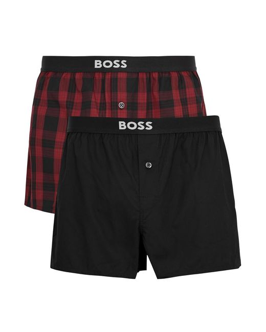 Boss Black Logo Cotton-poplin Boxer Shorts for men