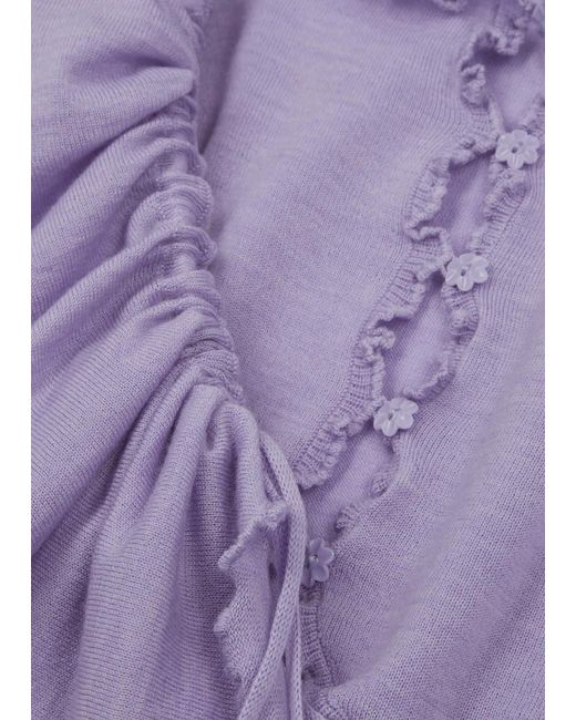 CANNARI CONCEPT Purple Ruffled Wool Cardigan