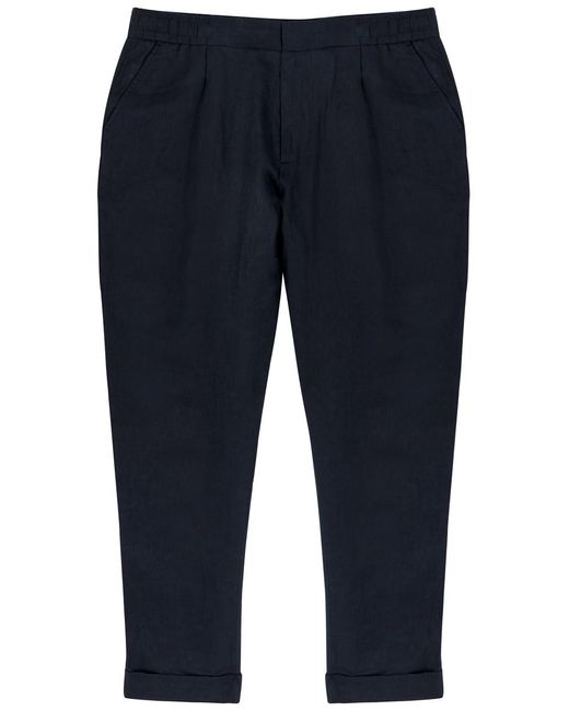 CHE Blue Tapered Linen Trousers for men