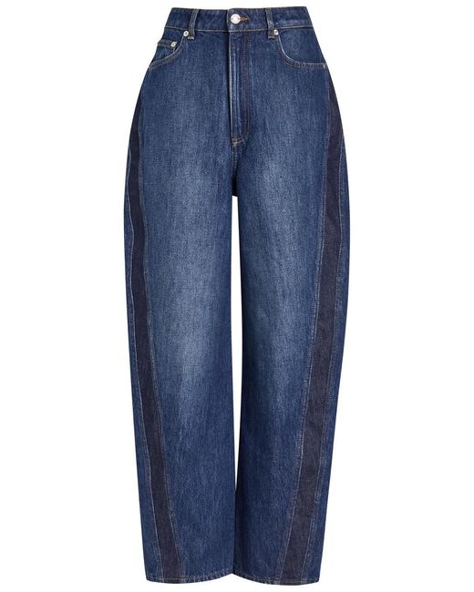 Givenchy Blue Panelled Barrel-Leg Jeans