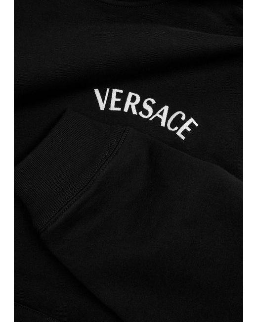 Versace Black Logo Hooded Cotton Sweatshirt for men