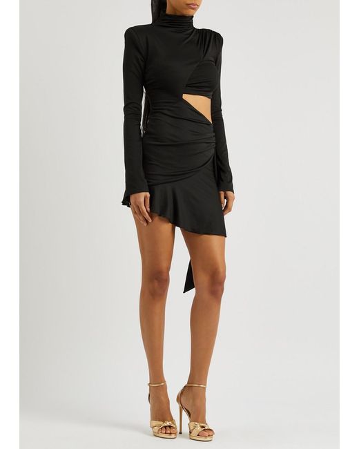 De La Vali Black Bowery Cut-Out Stretch-Jersey Mini Dress