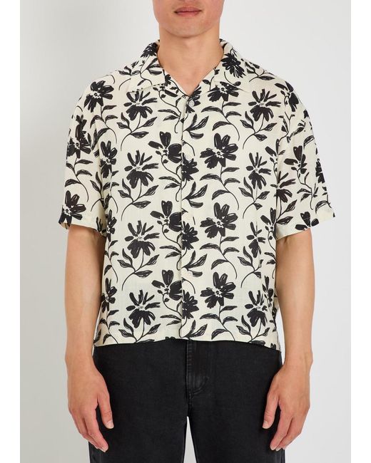 MKI Miyuki-Zoku White Floral Rayon And Linen-Blend Shirt for men