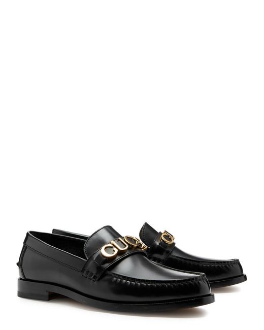 Gucci Black Cara Logo Leather Loafers for men