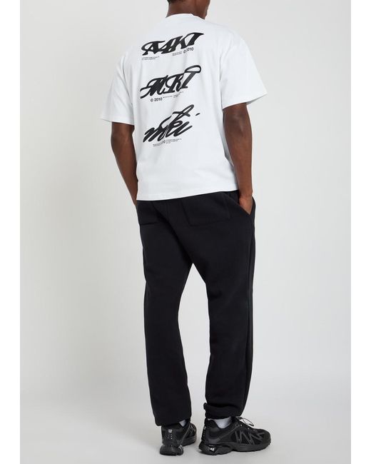 MKI Miyuki-Zoku White Stack Printed Cotton T-Shirt for men