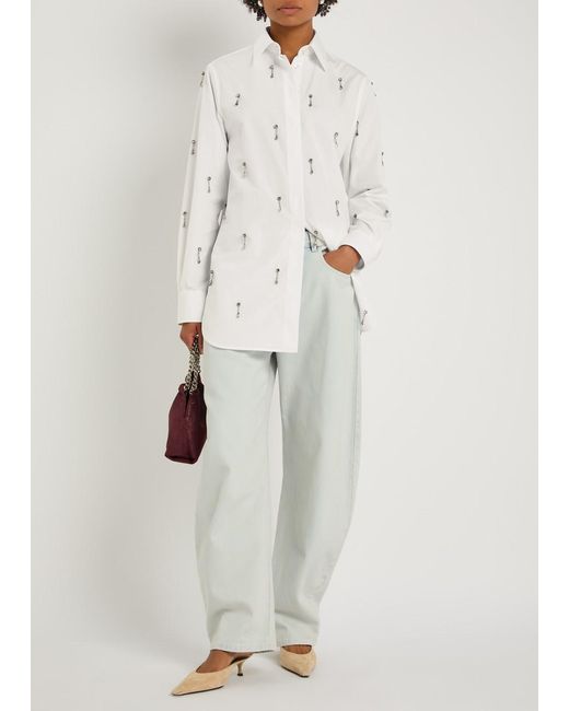 Stella McCartney Natural Crystal-Embellished Cotton-Poplin Shirt