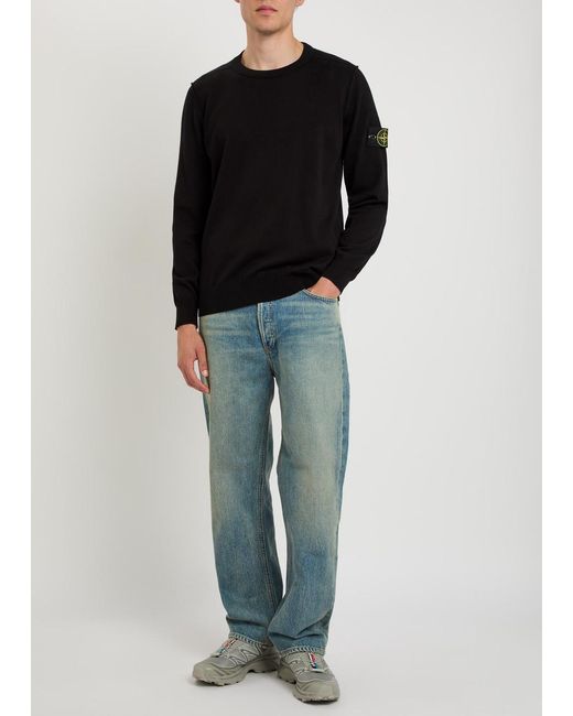 Stone Island Black Logo Cotton Sweatshirt for men