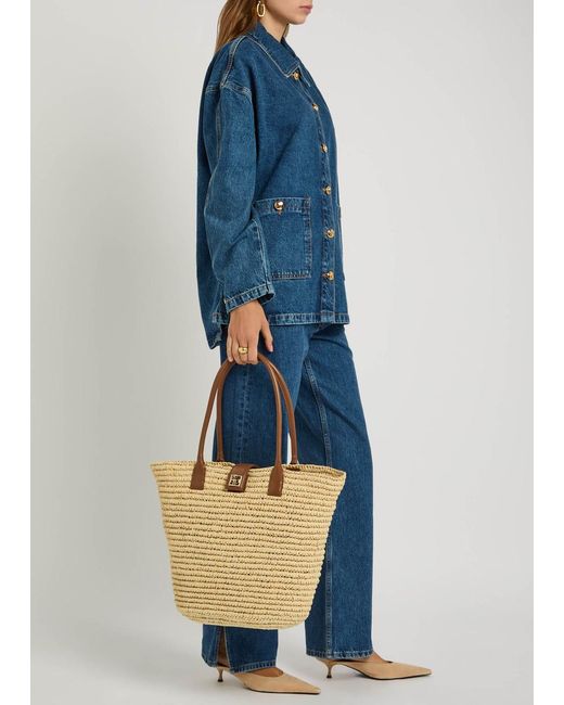 Anine Bing Metallic Lou Woven Raffia Tote
