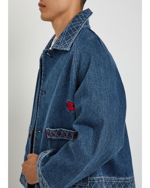 Bode Blue Embroidered Denim Jacket for men