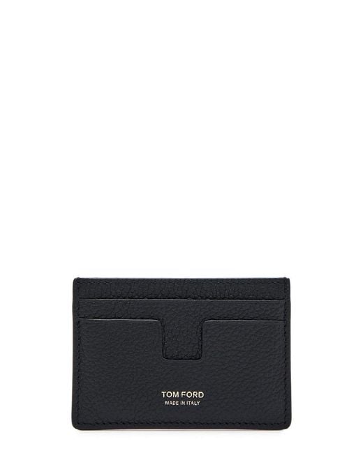 Tom Ford Gray Grained Leather Card Holder for men