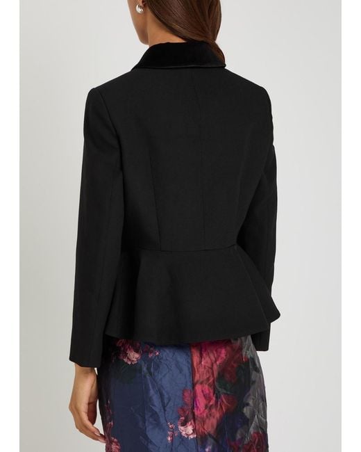 Erdem Black Floral-Embellished Wool Jacket