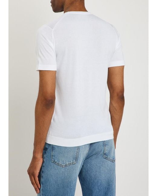 John Smedley White Lorca Fine-Knit Cotton T-Shirt for men