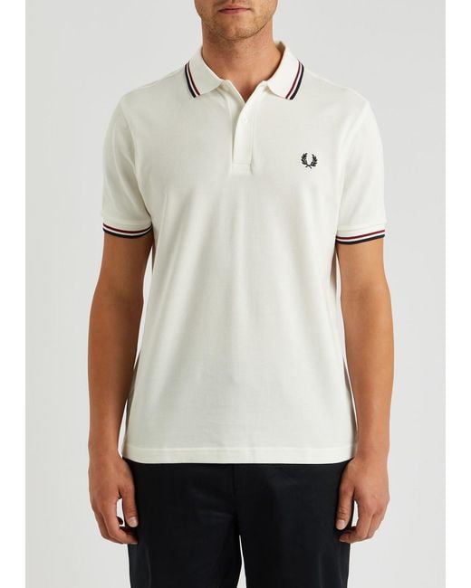 Fred Perry White Twin Tipped Piqué Cotton Polo Shirt for men