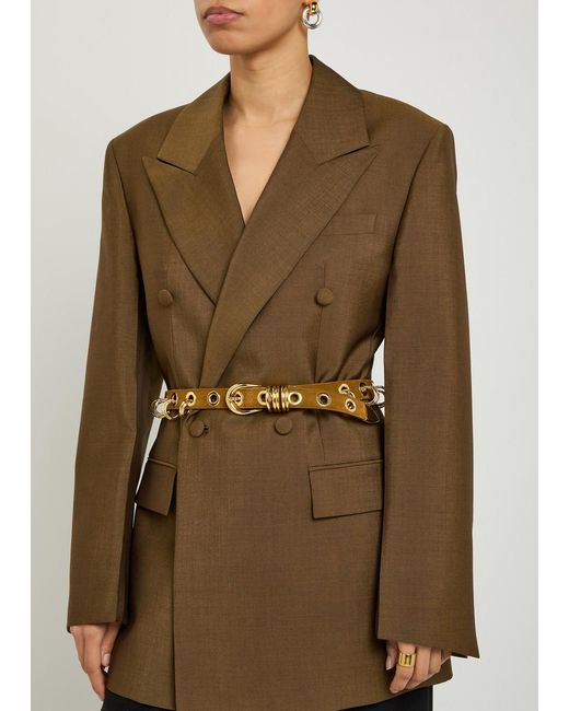 DEHANCHE Metallic Revenge Ring-Embellished Suede Belt