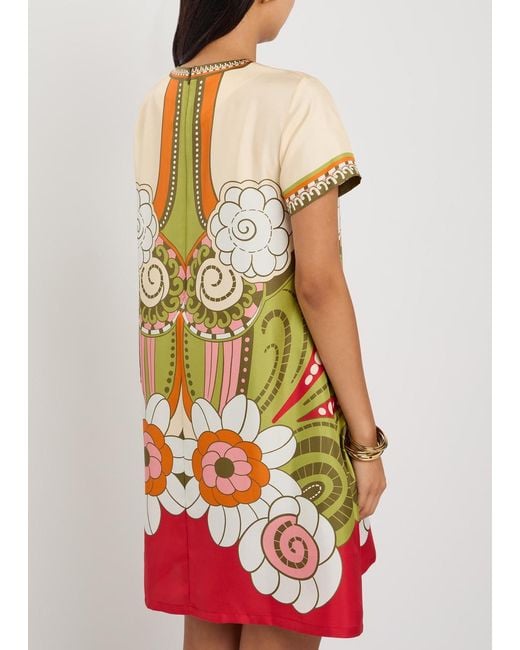 LaDoubleJ White Swing Printed Silk Mini Dress