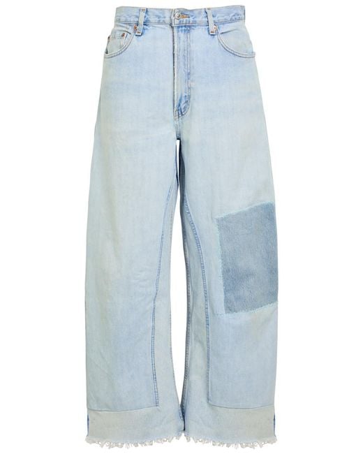 B Sides Blue Vintage Reworked Culotte Panelled Wide-Leg Jeans