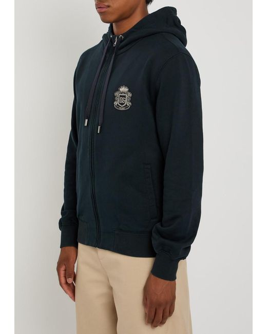 Dolce & Gabbana Black Hooded Logo-Embroidered Cotton Sweatshirt for men