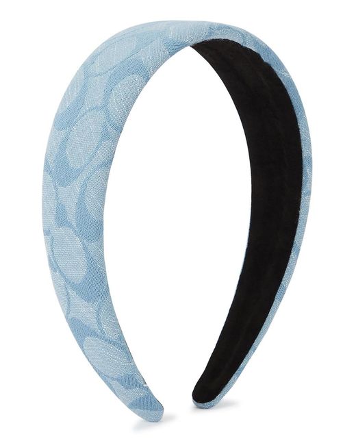 COACH Blue Logo-Jacquard Chambray Headband