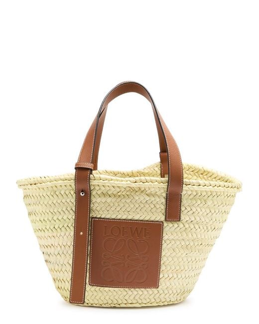 Loewe Brown Medium Sand Raffia Basket Bag