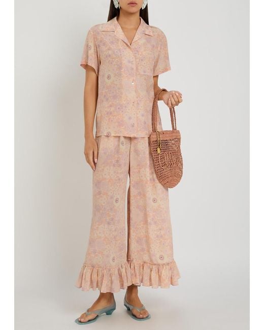 Chloé Pink Floral-Print Silk Shirt