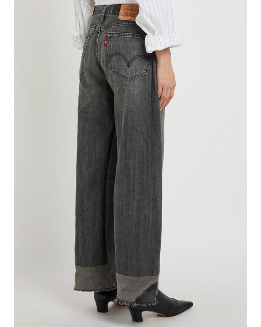 B Sides Gray Reworked Vintage Culotte Panelled Wide-Leg Jeans