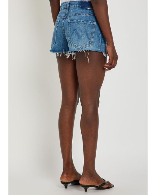 Mother Blue The Dodger Fray Denim Shorts