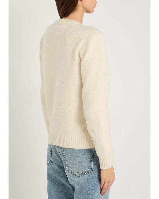Moncler Natural Logo-Embroidered Cotton-Blend Jumper