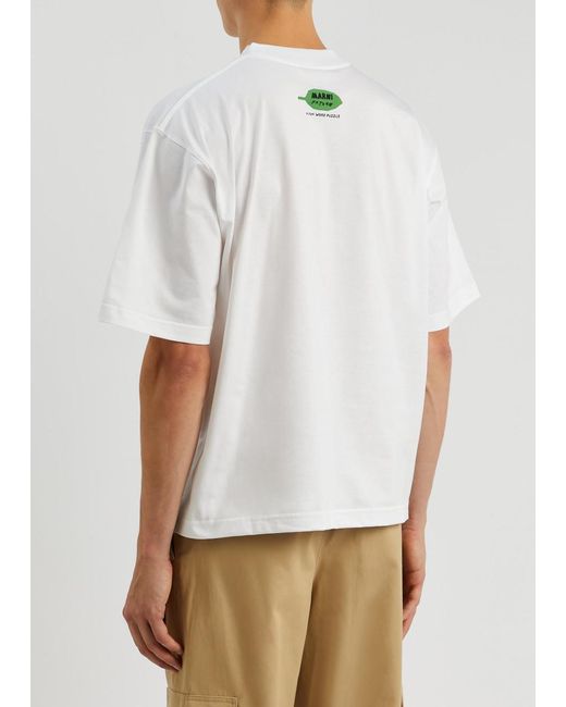 Marni White Printed Cotton T-shirt for men