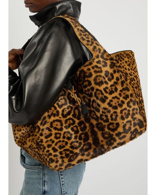 Saint Laurent Brown Le 5 À 7 Bea-Print Calf-Hair Tote
