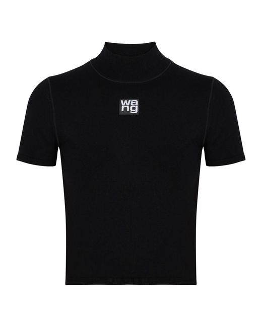 T By Alexander Wang Black Logo Knitted Top