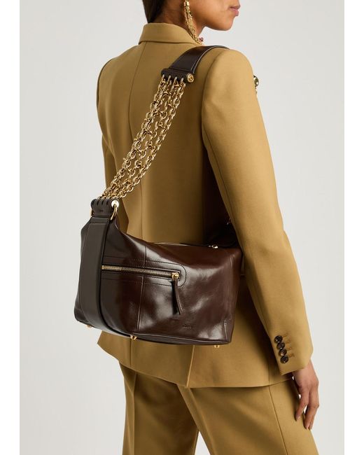 Chloé Brown Glossed Leather Camera Bag