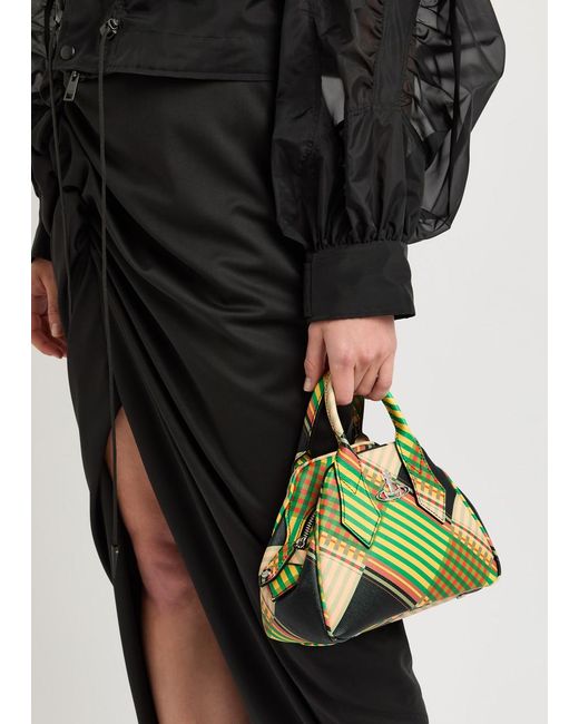 Vivienne Westwood Green Yasmine Small Tartan Leather Top Handle Bag