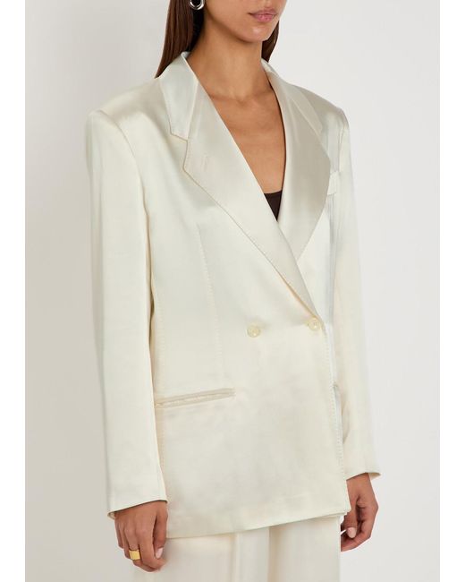 Giuliva Heritage Natural The Anna Double-Breasted Satin Blazer