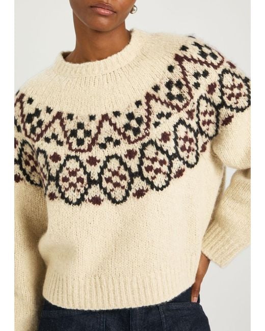 Nili Lotan Natural Chrissy Patterned Cashmere And Silk-Blend Jumper