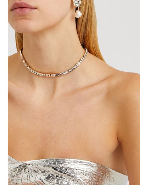 Kenneth Jay Lane White Crystal-embellished Necklace