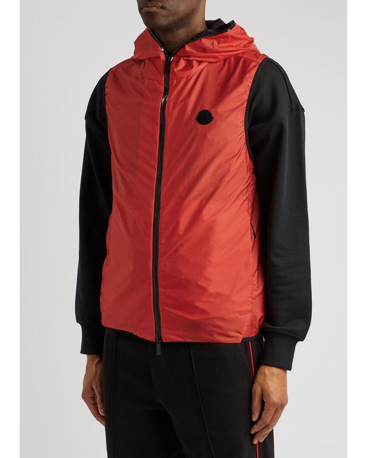 Moncler Red Pakito Hooded Shell Gilet for men