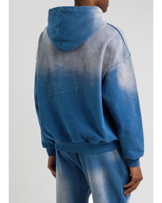 God Made Blue Tribulation Logo-Print Hooded Cotton Sweatshirt for men