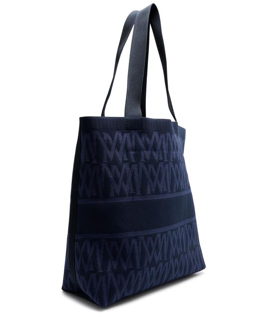 Moncler Blue Logo-Jacquard Knitted Tote for men