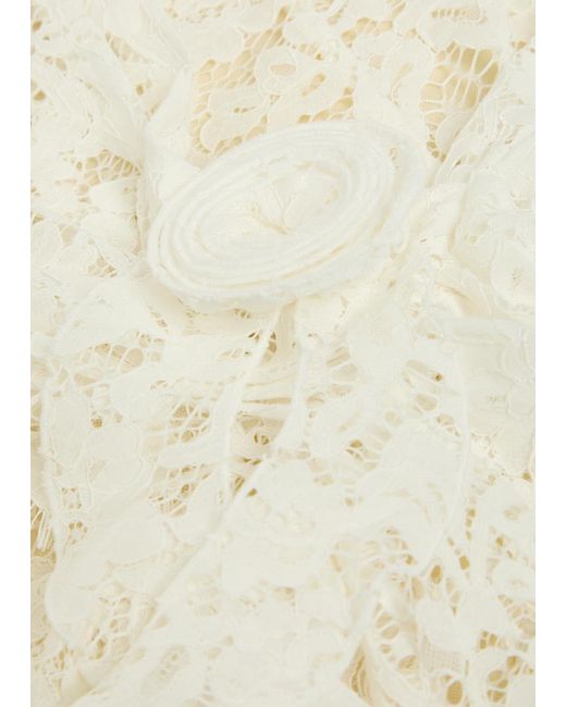 De La Vali White Bodita Appliquéd Guipure Lace Maxi Dress