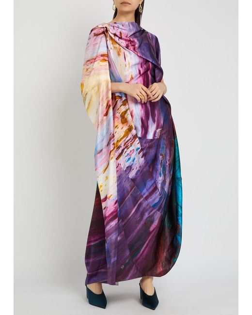 Roksanda Purple Robina Printed Silk Maxi Dress