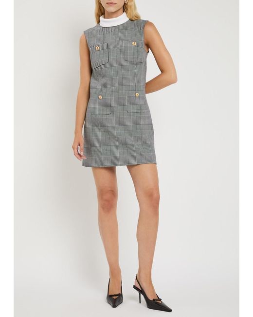 Self-Portrait Gray Prince Of Wales Checked Woven Mini Dress