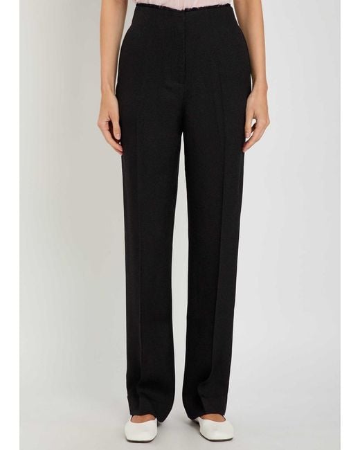 TOVE Black Oran Fray-Trim Crepe Trousers