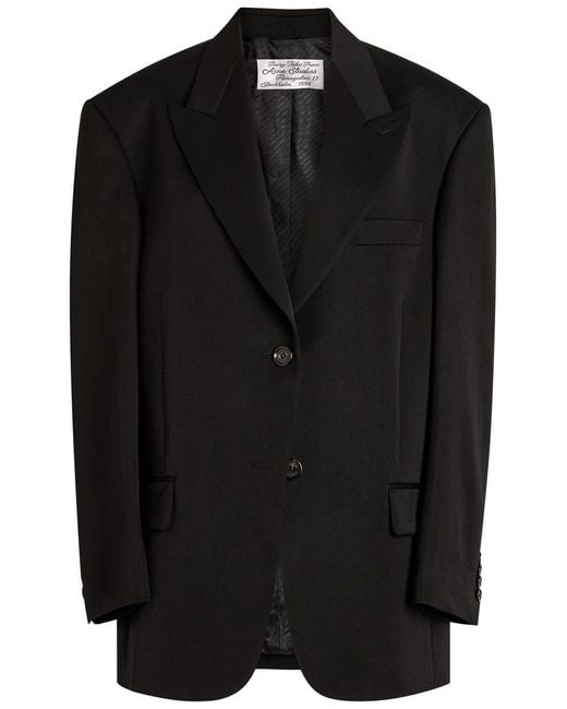 Acne Black Wool Gabardine Blazer