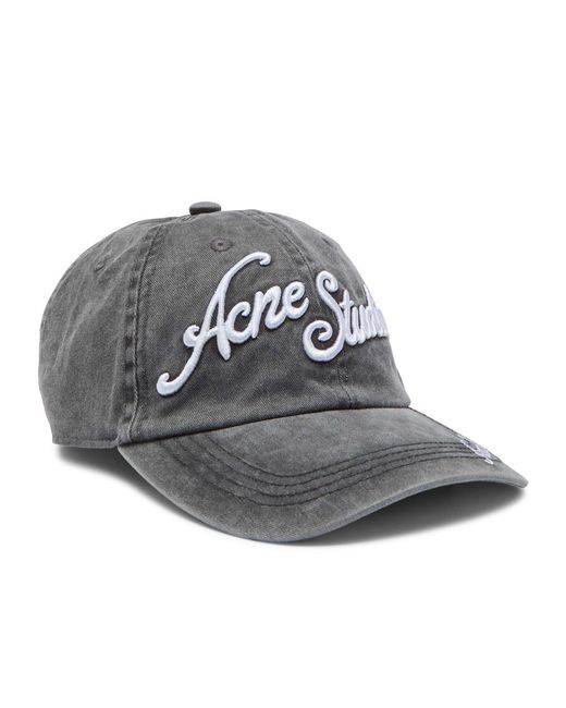 Acne Gray Carliy Tourist Logo-Embroidered Cotton Cap for men