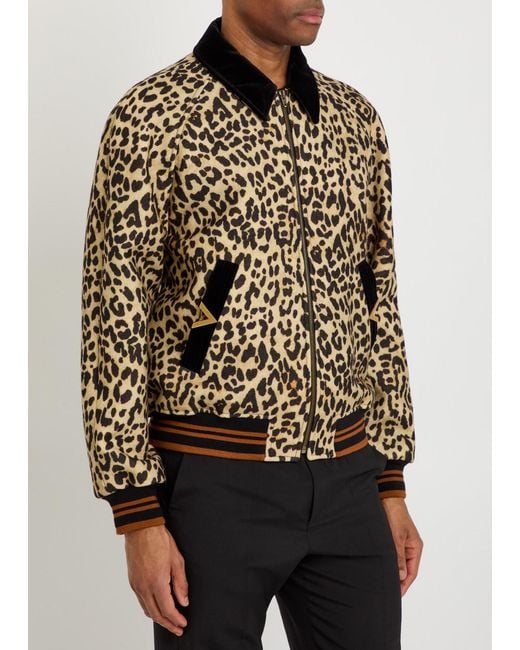Valentino Garavani Black Leopard Velvet-Trim Wool Bomber Jacket for men