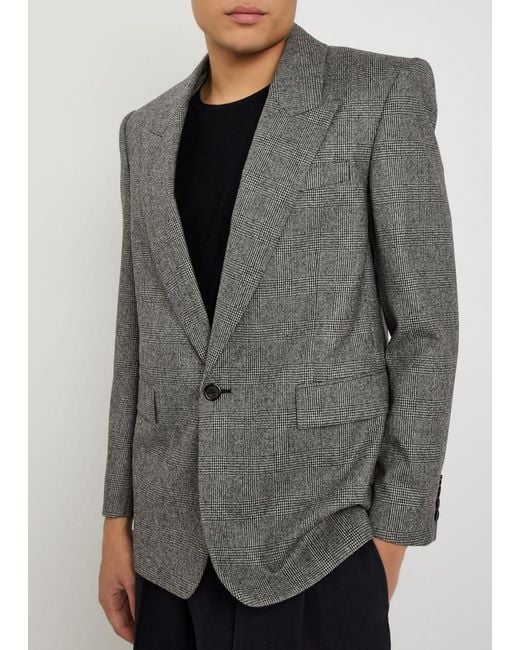 Saint Laurent Black Checked Wool Blazer for men