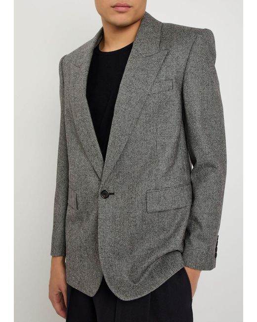 Saint Laurent Black Checked Wool Blazer for men