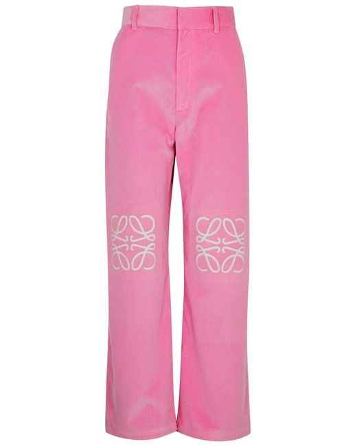 Loewe Pink Anagram Wide-leg Corduroy Trousers