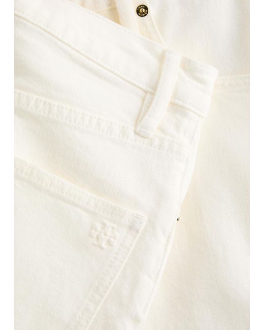 Tory Burch White Cropped Kick-Flare Jeans