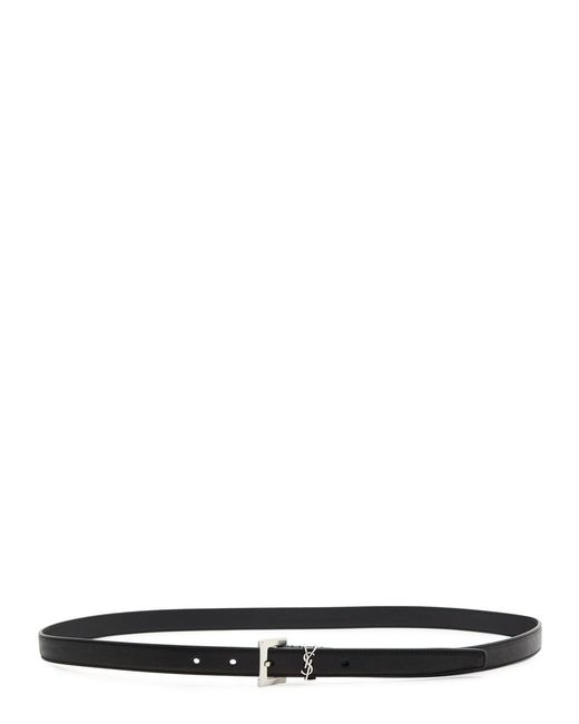 Saint Laurent Black Cassandra Grained Leather Belt for men